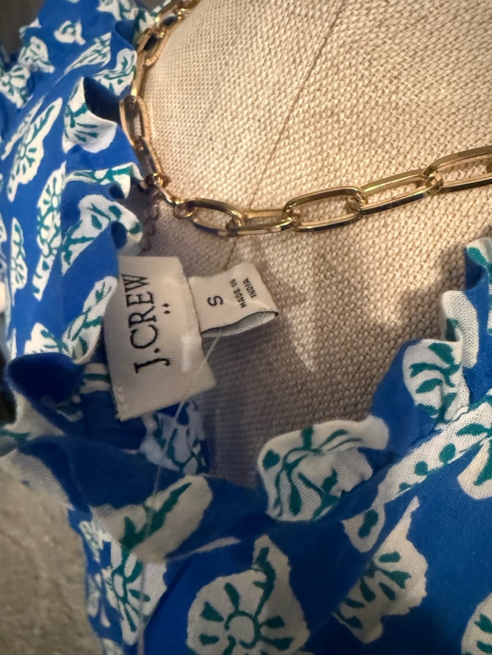 J. Crew Blue and White Printed Sleeveless Tassel Dress - Picture 4 of 6